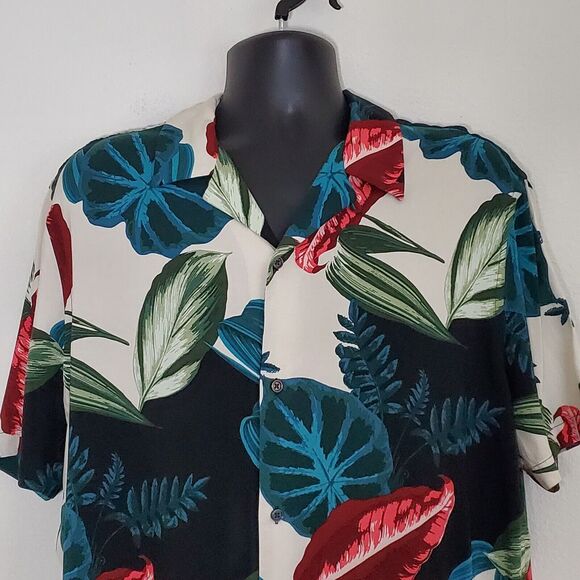 Express Men's Top XL Multicolor Casual Button Front Tropical Beach Vacation - Picture 2 of 9